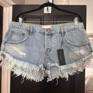 One Teaspoon | New with Tags | Light Blue Frayed Jean Shorts
